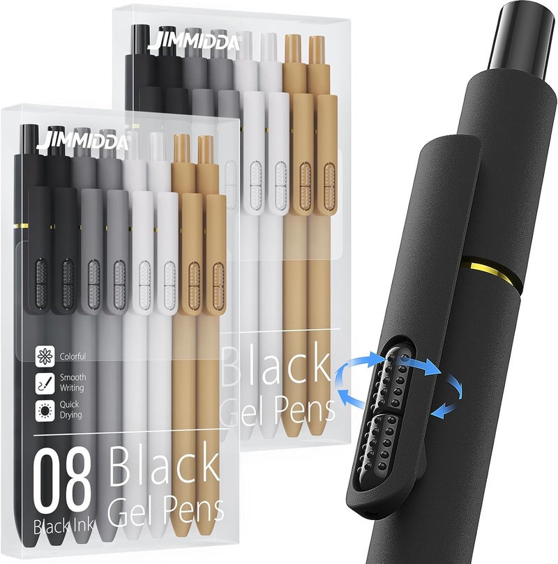 Jimmidda 16Pcs Black Gel Pens - 0.7mm Medium Point Black Ink Pens | Smooth Writing - Quick Drying Retractable Pen for Men Women (Classic - 16Pcs) - Image 1